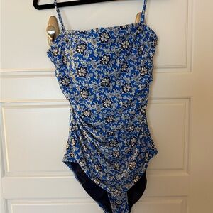 J. Crew Blue Floral One Piece Swimsuit